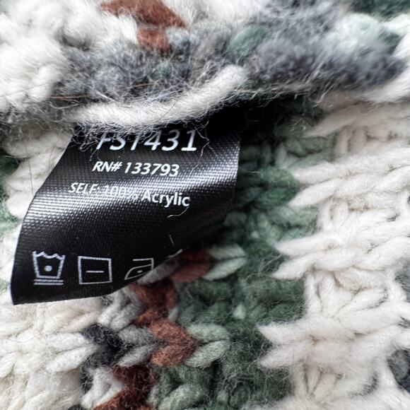 POL Striped Oversized Chunky Boho Knit Fringe Tassel Cardigan Women's Size M - Picture 10 of 12